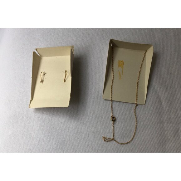 Vintage Genuine Jade Pendant Necklace & Earrings Gold Filled Made In Canada - Picture 3 of 3